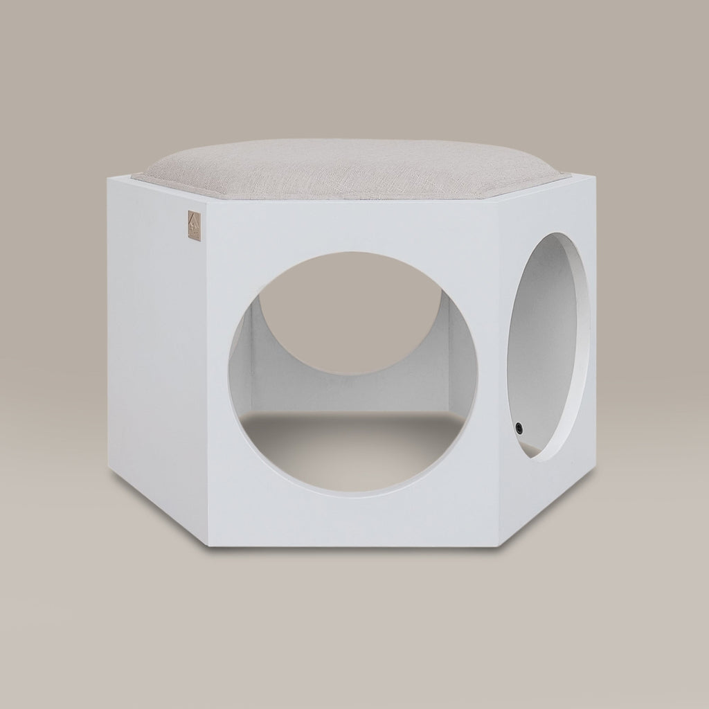 Suki Cat Wall Shelf & Side Table – Walnut, Oak & White