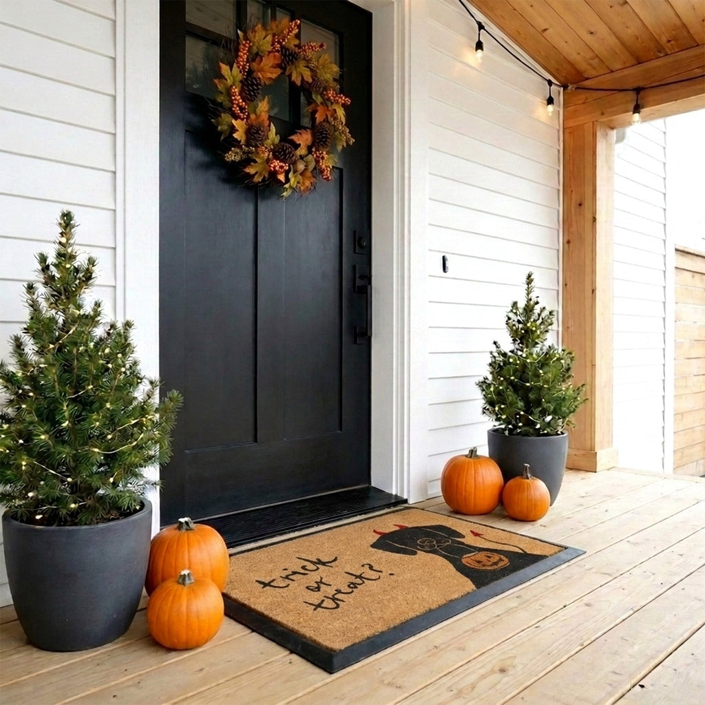 Trick or Treat Dog Rectangular Doormat Set – Convertible Two-Piece System