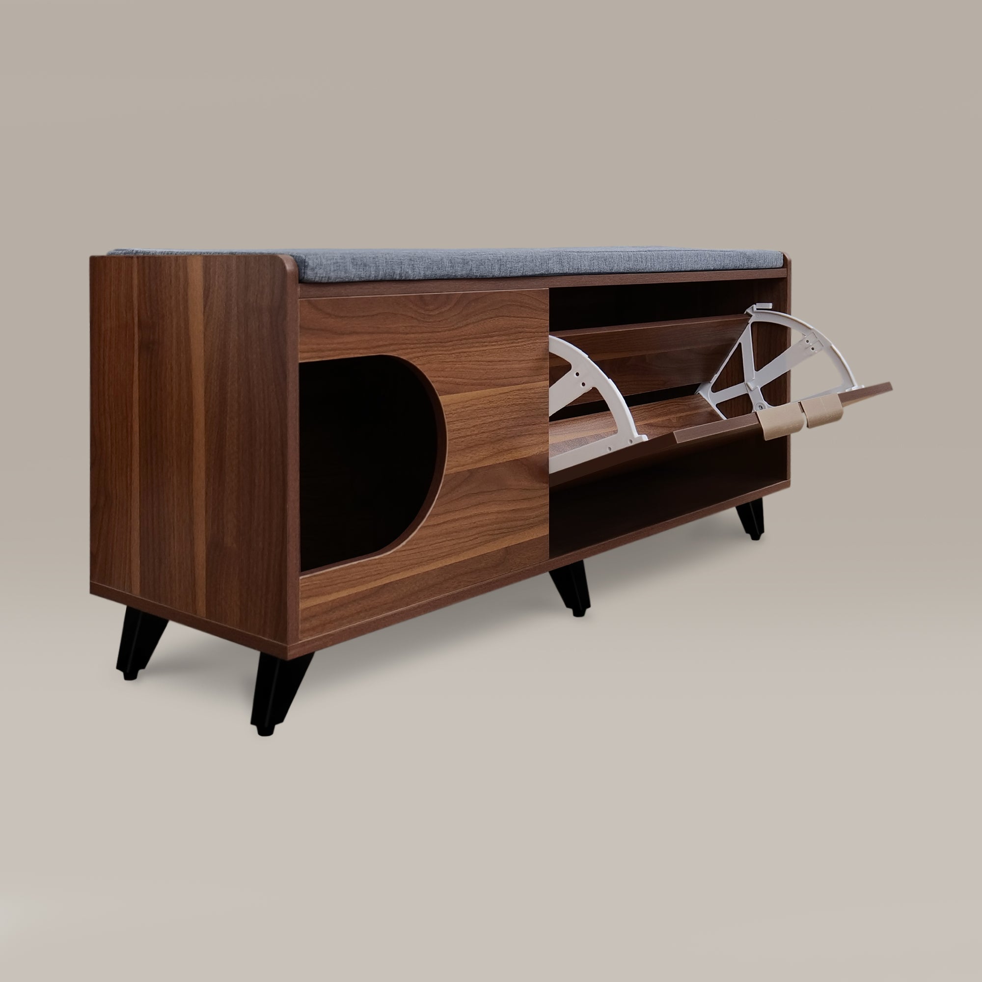 Tucker Shoe Cabinet & Pet Nook – Entryway Storage with Bench