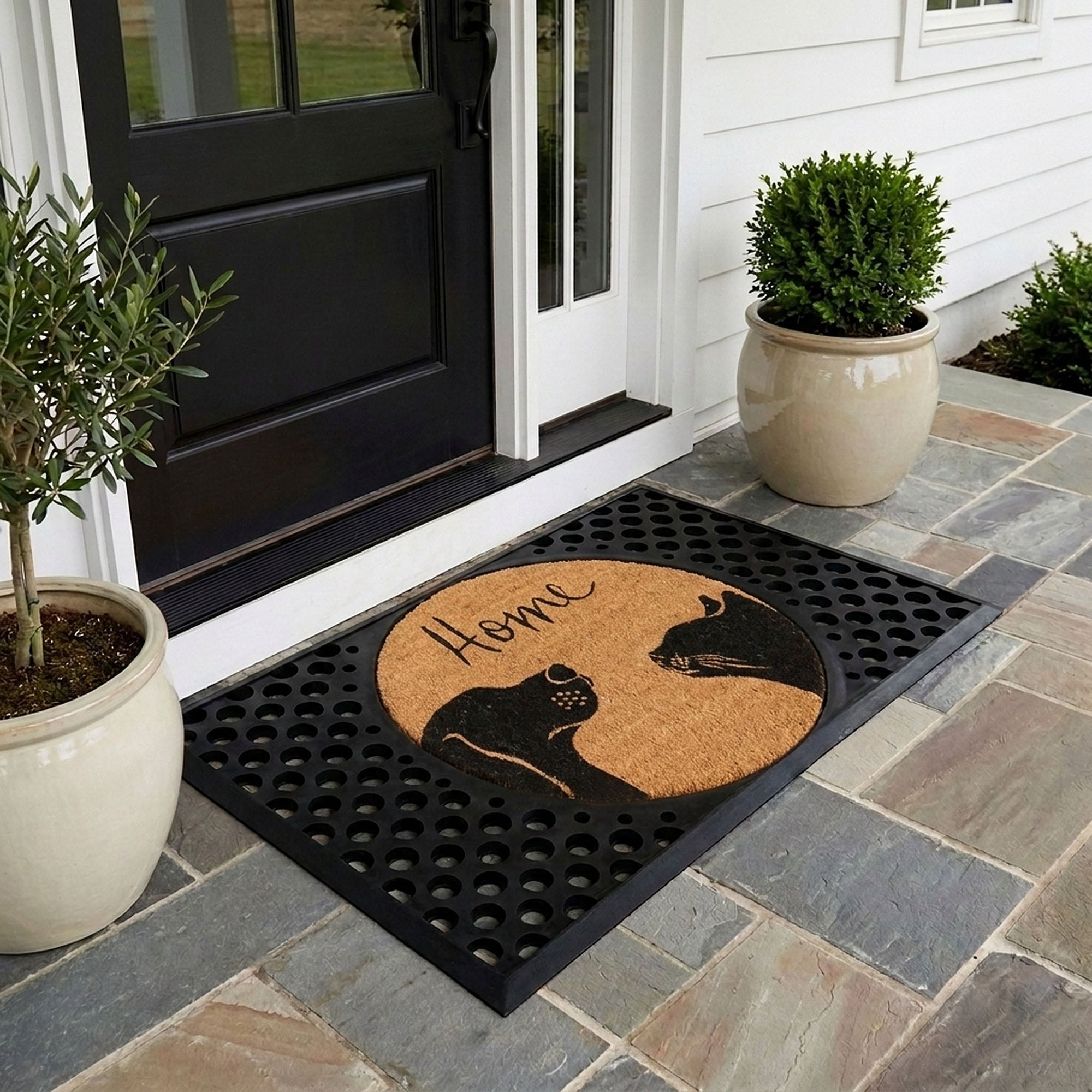 Two Pets + Home Round Doormat Set – Convertible Two-Piece System