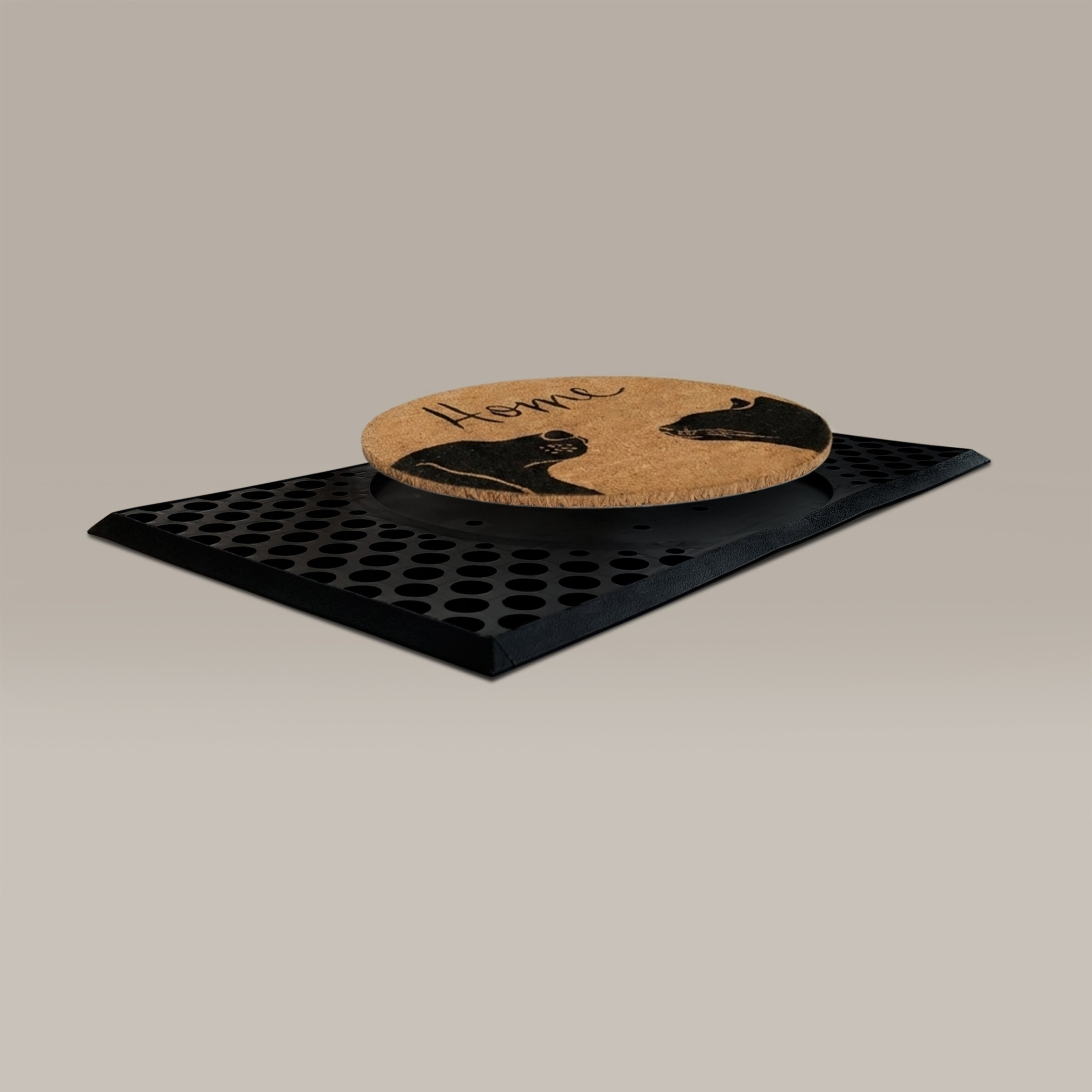 Two Pets + Home Round Doormat Set – Convertible Two-Piece System